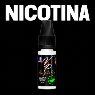 Booster di nicotina da 10 ml, 20 mg/ml, su sfondo nero con la scritta NICOTINA