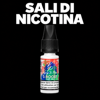 Booster di sali di nicotina da 10 ml, 20 mg/ml, su sfondo nero con la scritta SALI DI NICOTINA