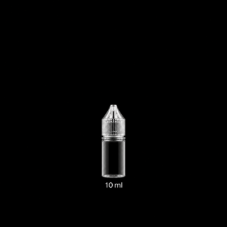 Petite bouteille vide 10 ml sur fond noir