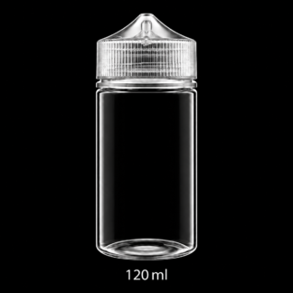 Grande bouteille vide 120 ml sur fond noir