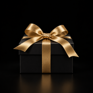 Cadeau noir avec ruban doré pour le bon cadeau Soho’Vape